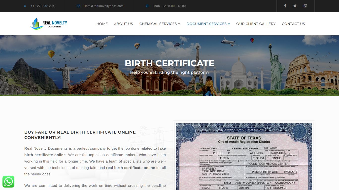 Apply for Real & Fake Birth Certificate Online - Document